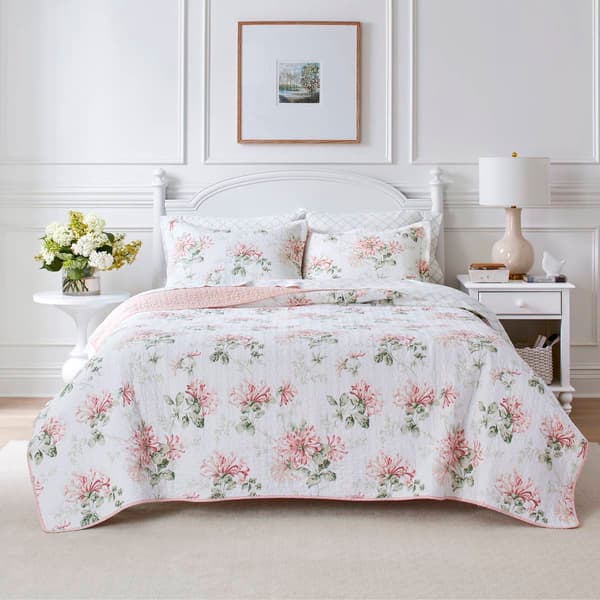 Laura Ashley(R) Honeysuckle 136 Thread Count Reversible Quilt Set
