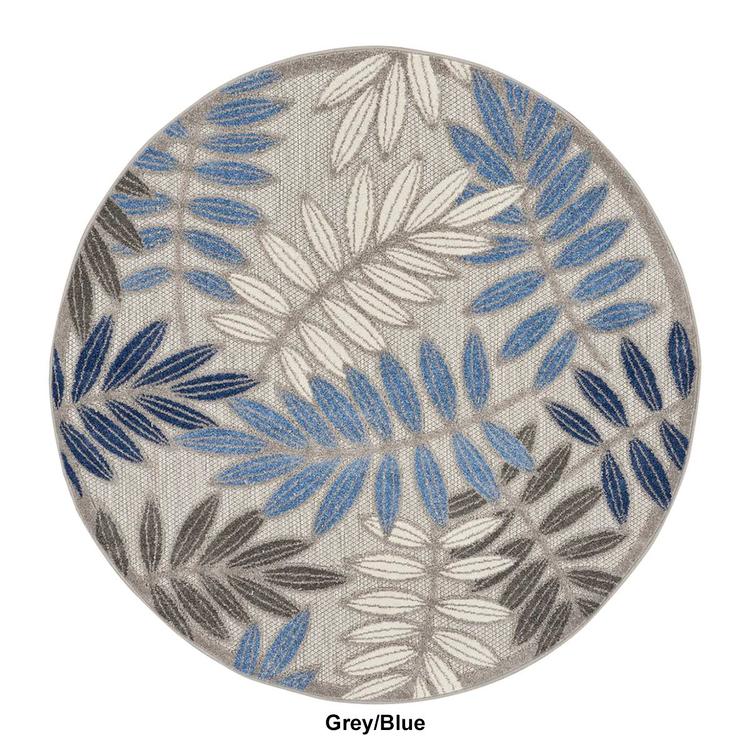 Nourison Aloha Leaf Print Round Rug