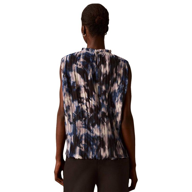Womens Calvin Klein Sleeveless Pleated Blurred Floral Blouse