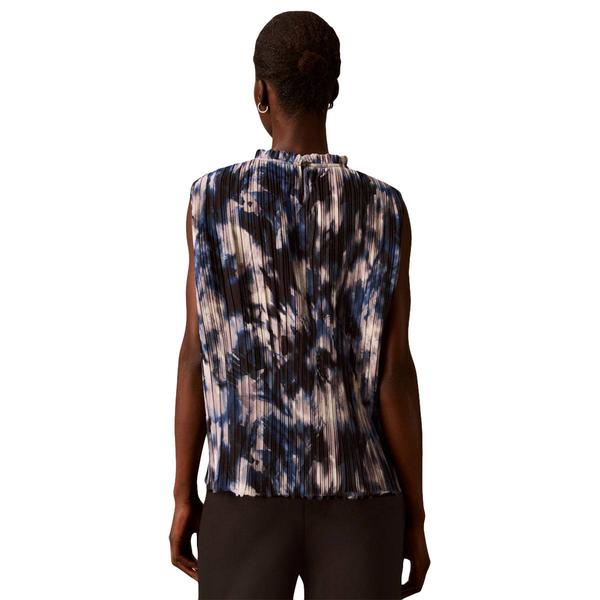 Womens Calvin Klein Sleeveless Pleated Blurred Floral Blouse