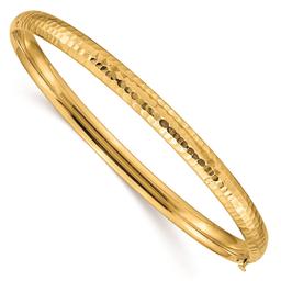 Gold Classics(tm) 14kt. Gold 3/16 Hammered Hinged Bangle Bracelet