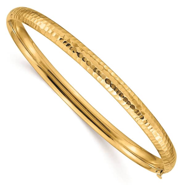 Gold Classics&#40;tm&#41; 14kt. Gold 3/16 Hammered Hinged Bangle Bracelet - image 