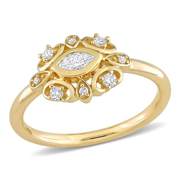 Diamond Classics(tm) 14kt. Gold 1/4ctw. Diamond Cluster Ring - image 