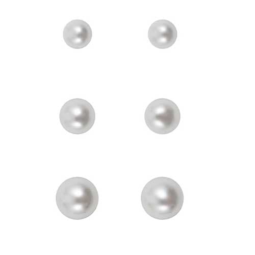 Freedom Trio Set White Pearl Post Earrings
