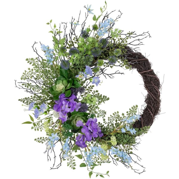 Northlight Seasonal Artificial Mixed Wildflowers Spring Wreath - image 