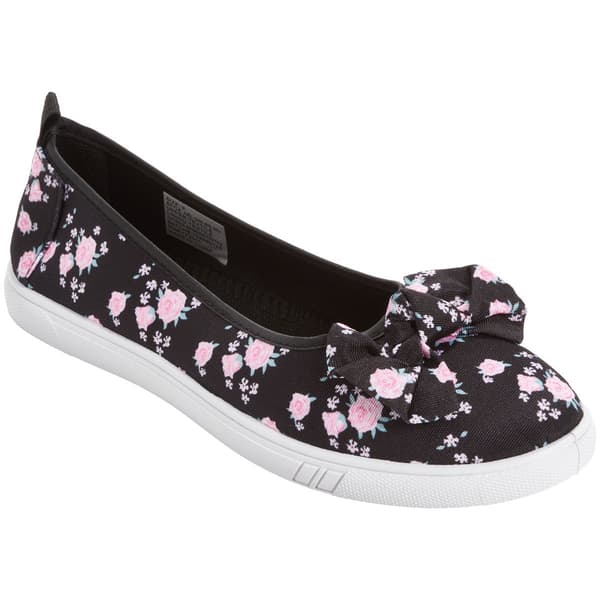 Womens Ashley Blue Floral With Bow Slip On Flats - image 