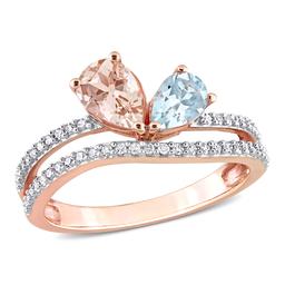 Gemstones Classics(tm) 10kt. Rose Gold Morganite & Aquamarine Ring