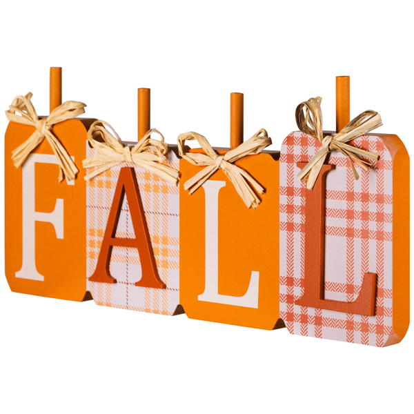 Northlight Plaid Pumpkins Wooden Fall Harvest Sign - 11in.