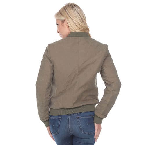 Womens White Mark Long Sleeve Bomber Jacket