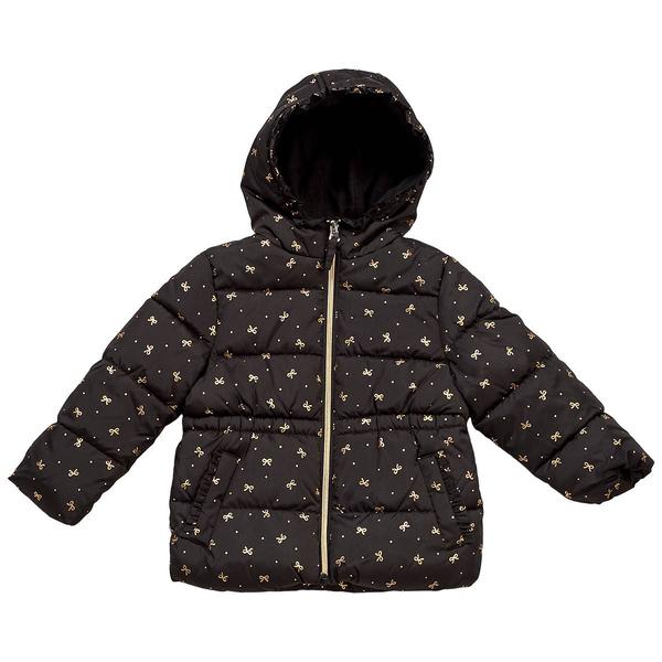 Toddler Girl Pink Platinum Foil Bow Puffer Jacket - image 