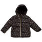 Toddler Girl Pink Platinum Foil Bow Puffer Jacket - image 1