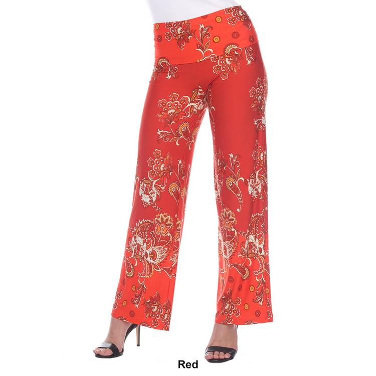 Plus Size White Mark Floral Paisley Print Palazzo Pants