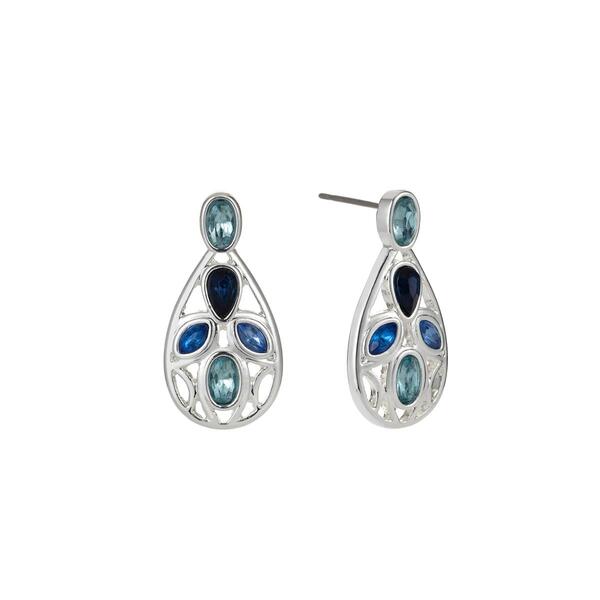 Gloria Vanderbilt Silver-Tone Multi-Color Stone Button Earrings - image 