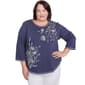 Plus Size Alfred Dunner Nantucket Knit Asymmetric Floral Blouse - image 1