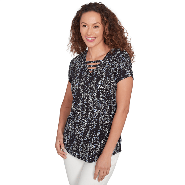 Womens Emaline Key Items Cap Sleeve Spaced Diamond Tee