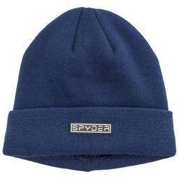 Mens Spyder Fur Lined Tight Rib Knit Winter Hat