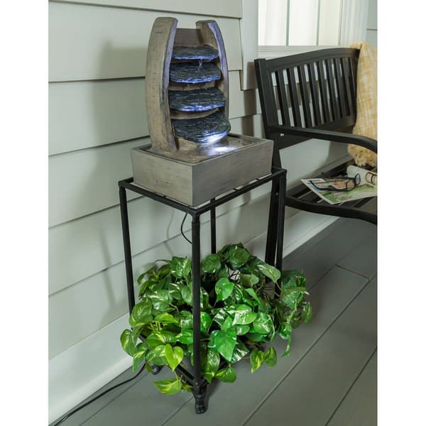 Evergreen Waterfall Fountain with Planter Shelf