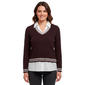 Womens Adrianna Papell Long Sleeve Solid Two In One V-Neck Blouse - image 1