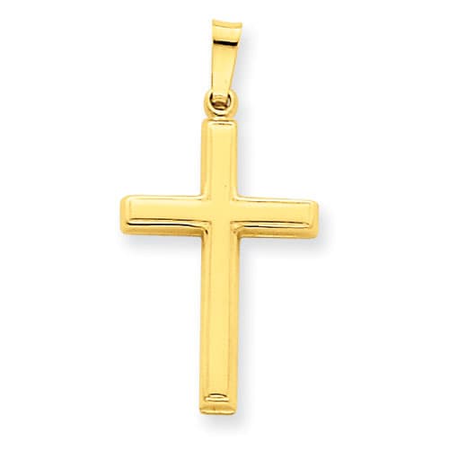 Unisex Gold Classics&#40;tm&#41; 14kt. Gold Hollow Cross Pendant - image 
