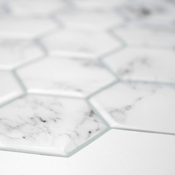 RoomMates&#174; Carrara Marble Hexagon Peel & Stick Backsplash