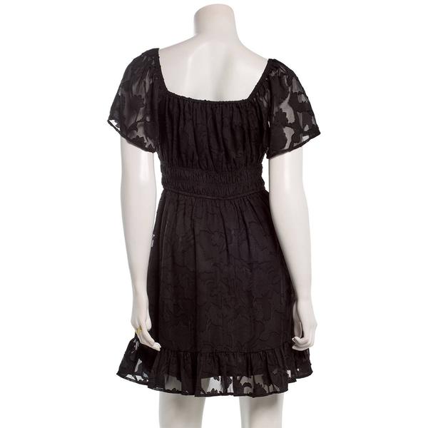 Juniors Jolt Burnout Jacquard Flutter Sleeve V-Neck Skater Dress