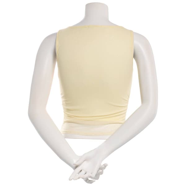 Juniors Derek Heart Floral Print Mesh Boat Neck Tank Top - Yellow