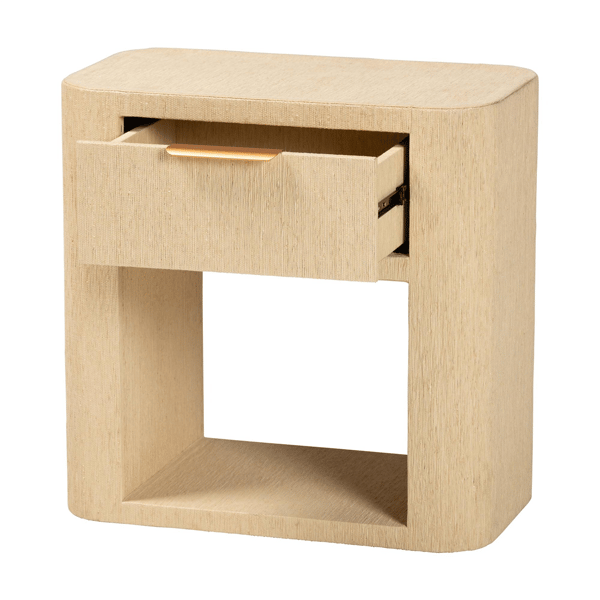 bali & parl Beauford Grasscloth 1-Drawer Nightstand with Shelf