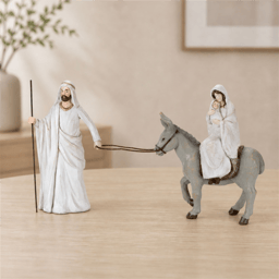 Melrose 11in. Holiday Holy Family with Donkey & Baby Figurine