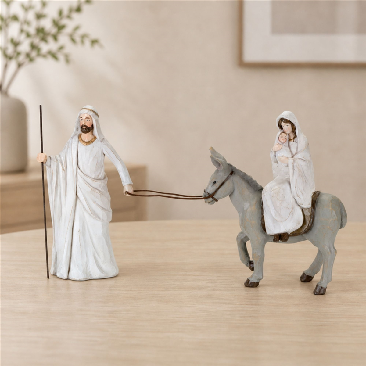 Melrose 11in. Holiday Holy Family with Donkey & Baby Figurine