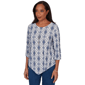 Petite Alfred Dunner Indigo Girls 3/4 Sleeve Diamond Blouse - image 3