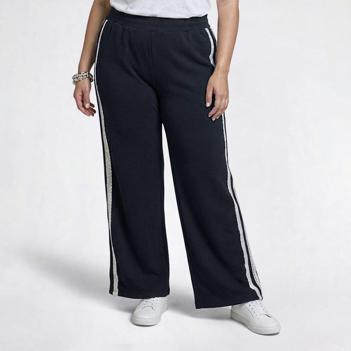 Juniors Plus No Comment Wide Leg Sweatpants with Eyelet Side Trim