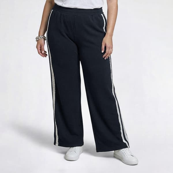 Juniors Plus No Comment Wide Leg Sweatpants with Eyelet Side Trim