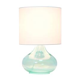 Simple Designs Glass Raindrop Shape Table Lamp w/Fabric Shade