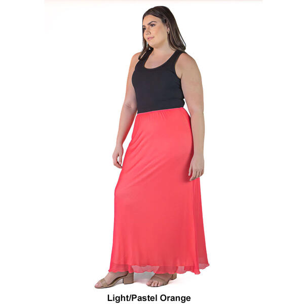 Plus Size 24/7 Comfort Apparel Double Layer Maxi Skirt