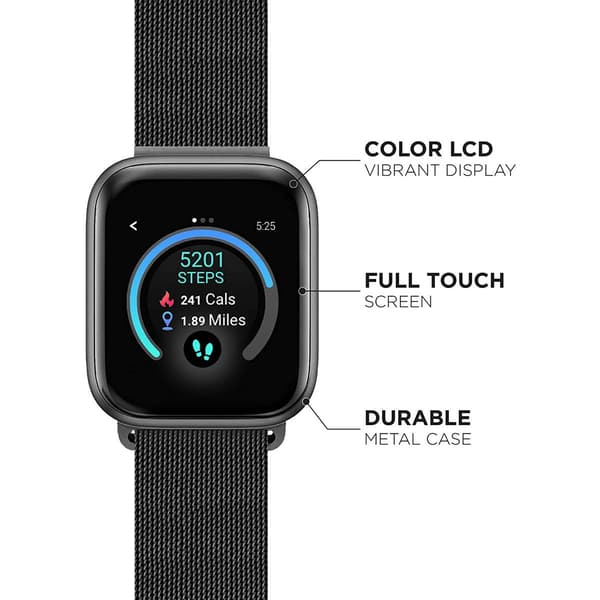 Adult Unisex iTouch Air 3 Black Mesh Smartwatch-500008B-4-42-G02