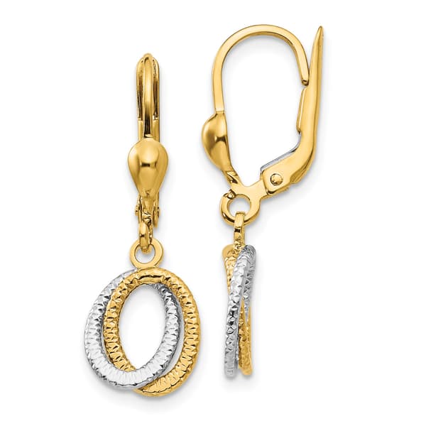 Gold Classics&#40;tm&#41; 14kt. Two-Tone Textured Dangle Earrings - image 