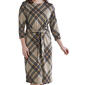 Womens Chetta B 3/4 Sleeve Tie Waist Plaid Hacci Shift Dress - image 3