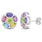 Sophia B Sterling Silver Multi-Gemstone Floral Stud Earrings - image 1