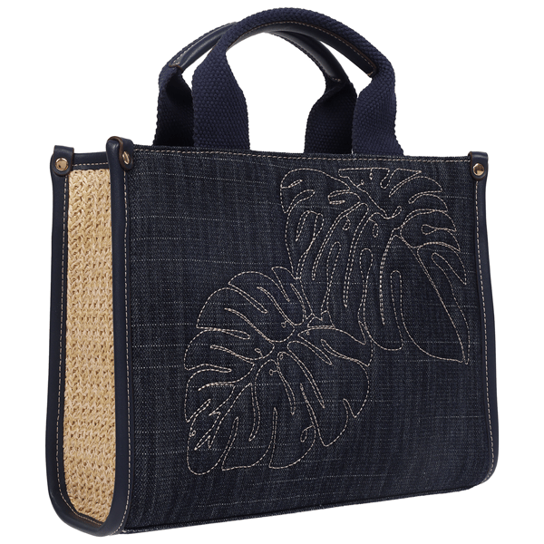 Tommy Bahama Dorothy Embroidered Leaf Medium Denim Tote
