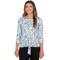 Womens Emaline Key Items 3/4 Sleeve Boat Neck Marble Print Tie F - image 1