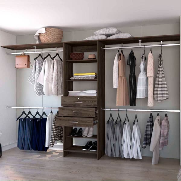 FM FURNITURE Pittsburg Dark Walnut 1 Drawer Closet System