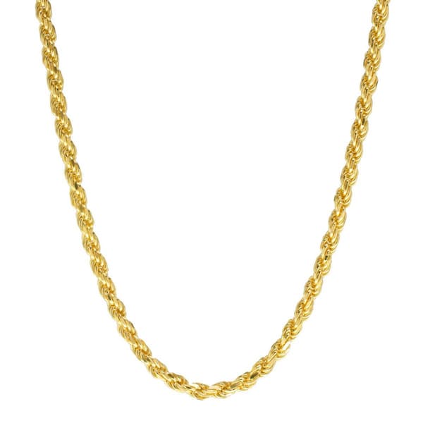14kt. Gold over Sterling Silver Diamond Cut Rope Chain Necklace - image 