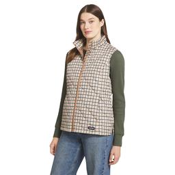 Womens LANDS’ END® Tattersall Check Mock Neck Zip-Up Puffer Vest