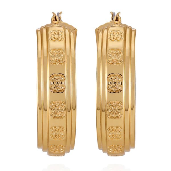 GUESS Embossed Logos Gold-Tone Hoop Earrings