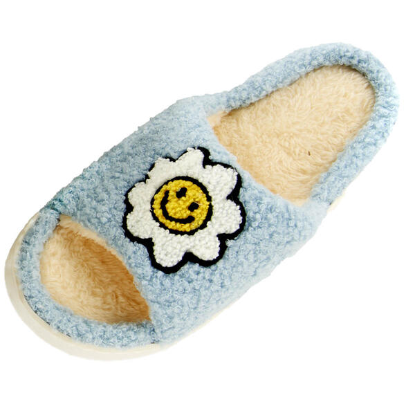Womens Ella & Joy Flower Smiley Slide Slippers - image 