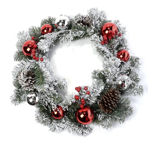 24in. Life-Like Frosted Pine Wreath - image 
