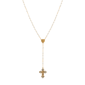 Symbols of Faith Gold-Tone Crucifix Faux Pearl Beaded Rosary - image 1