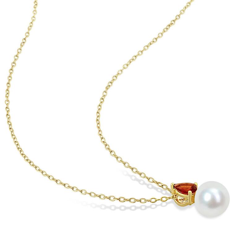 Gemstone Classics™ Freshwater Pearl & Garnet Pendant