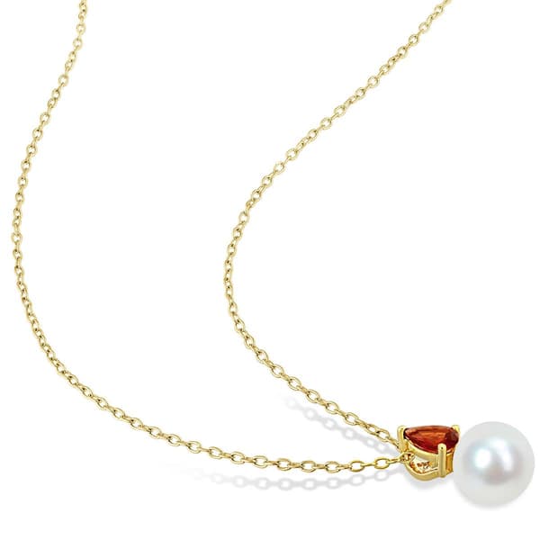 Gemstone Classics™ Freshwater Pearl & Garnet Pendant