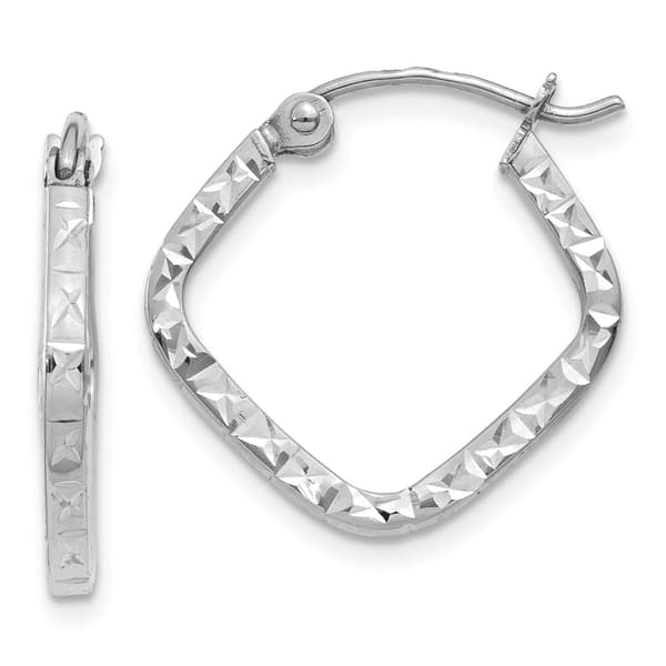 Gold Classics&#40;tm&#41; 14kt. White Gold 2mm Square Hoop Earrings - image 